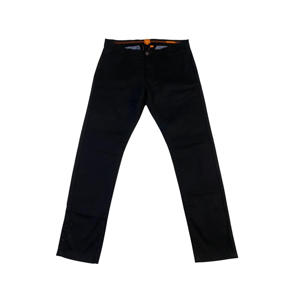Hugo Boss Orange Label Slim Fit Chinos Mens 32 Black Cotton Trousers Pants